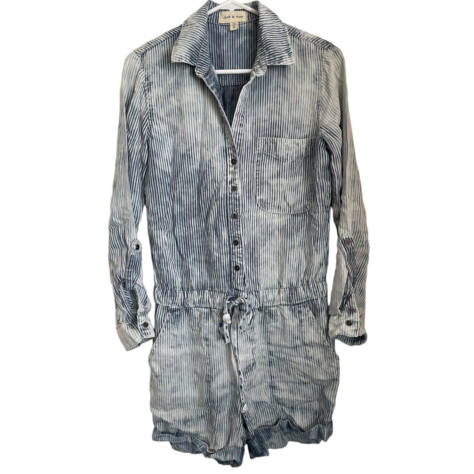 Euc Auth Cloth & Stone Denim Jean Jumper Romper Shorts Anthropology Size Xs